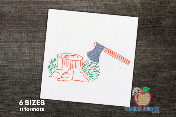 Axe with Tree Stump Sketch