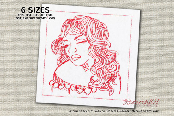 Beautiful Young Girl Redwork