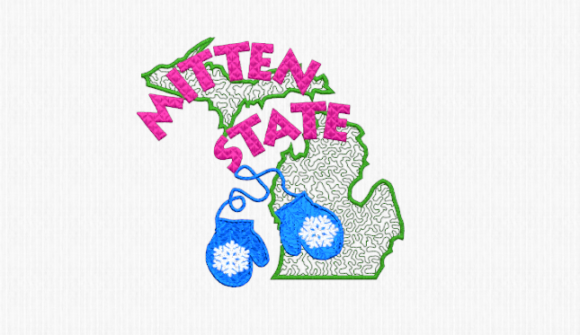 Michigan Mitten State Embroidery Design