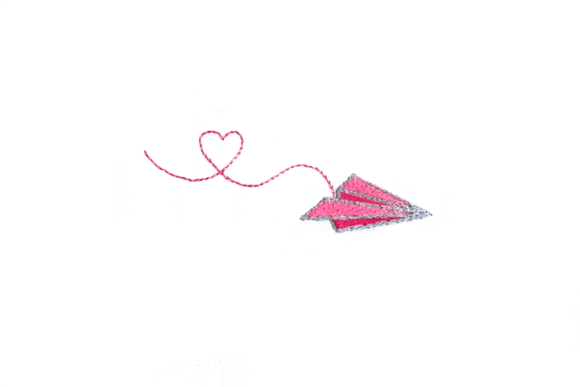 Paper Airplane with Heart Trail